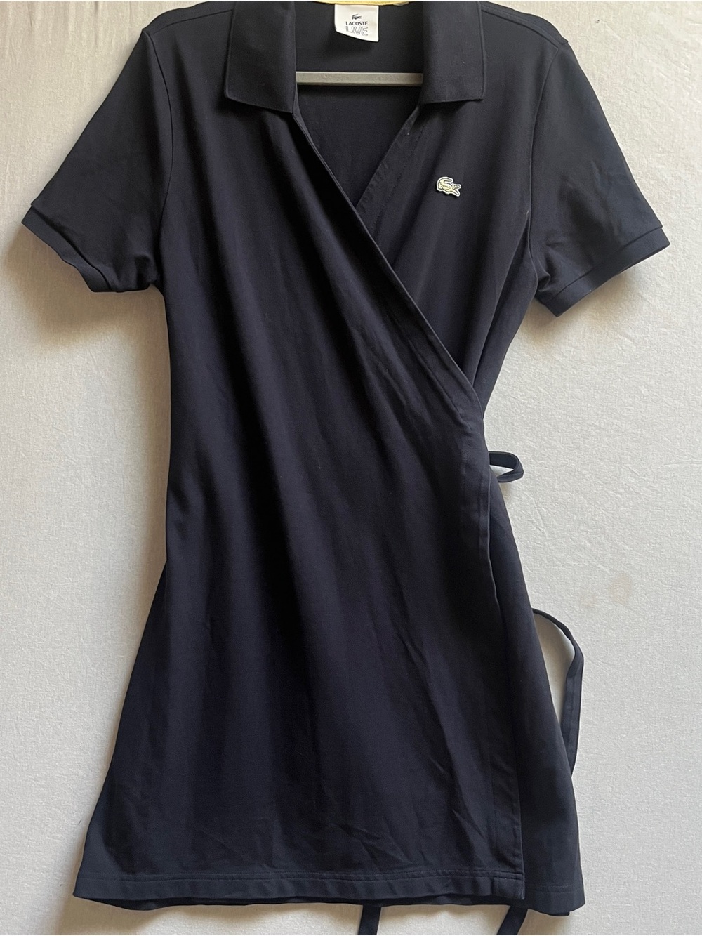 Lacoste Black Wrap Polo Dress Short Sleeve Small